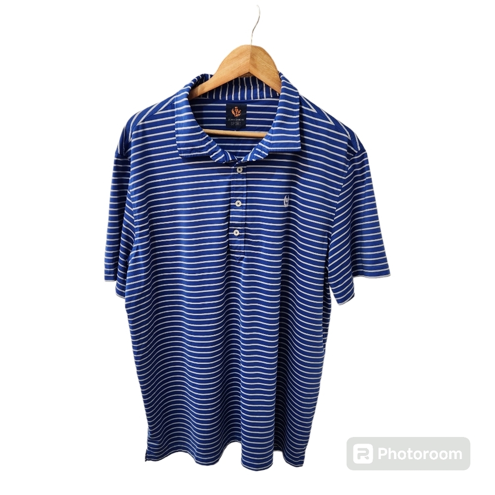 Donald Ross Sport Polo Shirt Mens XL Blue Striped Performance Stretch Breathable